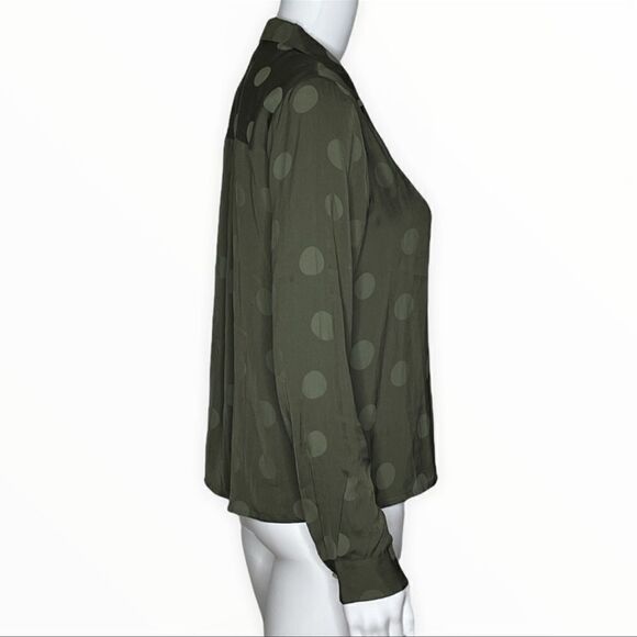 NWT Madewell Jacquard Dot Pajama Shirt Green Top Blouse Button Up S - Picture 2 of 6